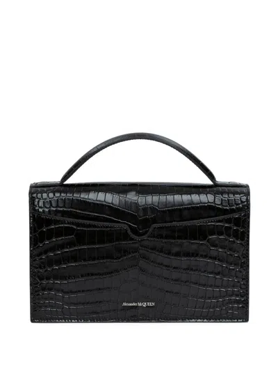 Shop Alexander Mcqueen Elegant Black Top-handle Handbag For Women By