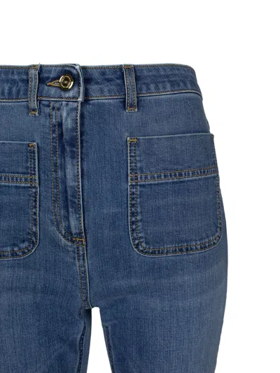 Shop Elisabetta Franchi High-rise Bootcut Denim Jeans For Women In Blue