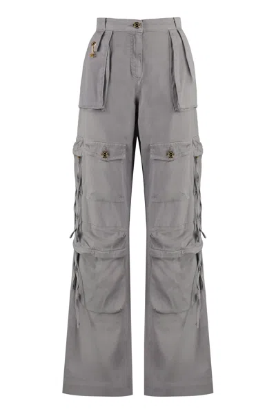 Shop Elisabetta Franchi Grey Cargo Trousers For Women