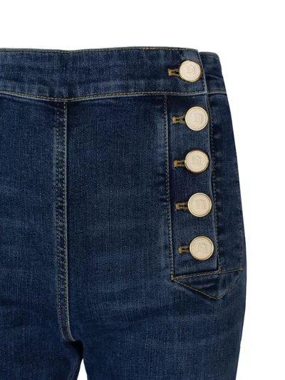 Shop Elisabetta Franchi High-rise Bootcut Jeans In Indigo Denim For Women In Blue