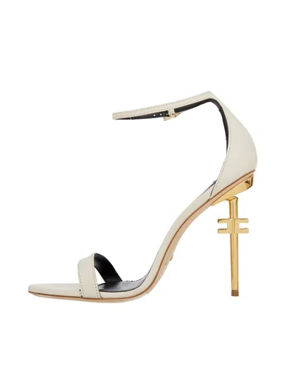 Shop Elisabetta Franchi Ivory Sandal With Ankle Strap For Women In White