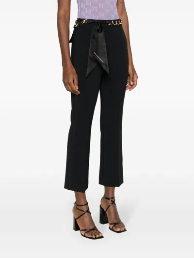 Shop Elisabetta Franchi Stylish Women's Black Pants With Metal Belt For Ss24