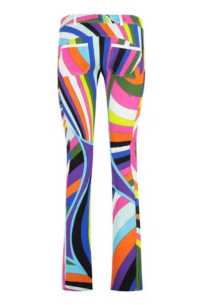 Shop Emilio Pucci Multicolor Printed Cropped Trousers For Women