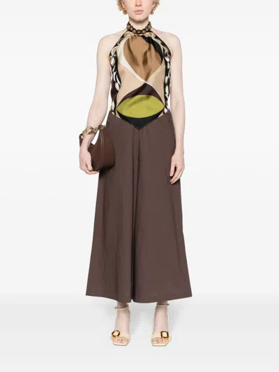 Shop Emilio Pucci Green Printed Silk Halterneck Top For Women