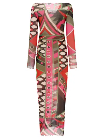 Shop Emilio Pucci Vivara-print Dress In Pink