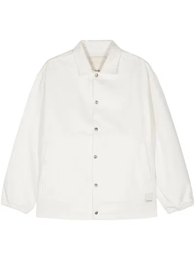 Shop Emporio Armani Logo Patch Twill Shirt Jacket In White