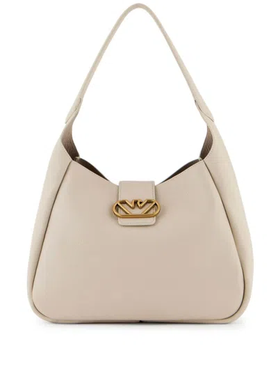 Shop Emporio Armani Leather Medium Hobo Handbag Handbag In Tan