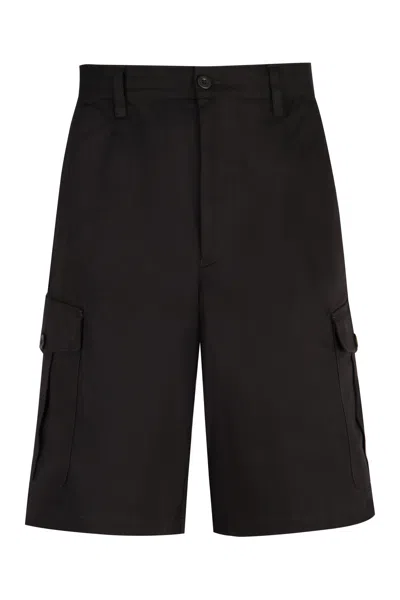 Shop Emporio Armani Men's Black Cargo Bermuda Shorts With Multiple Pockets