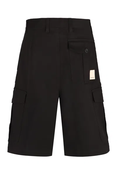 Shop Emporio Armani Men's Black Cargo Bermuda Shorts With Multiple Pockets