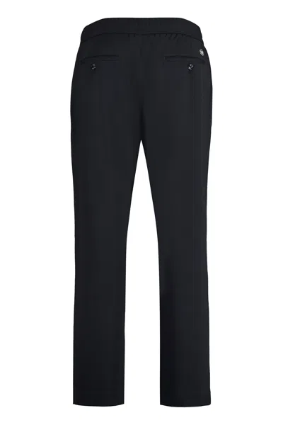 Shop Emporio Armani Men's Blue Technical Fabric Pants With Elastic Waistband And Multiple Pockets