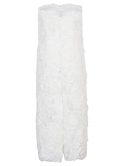 Shop Ermanno Scervino Rose-shaped Decoration Midi Dress In White