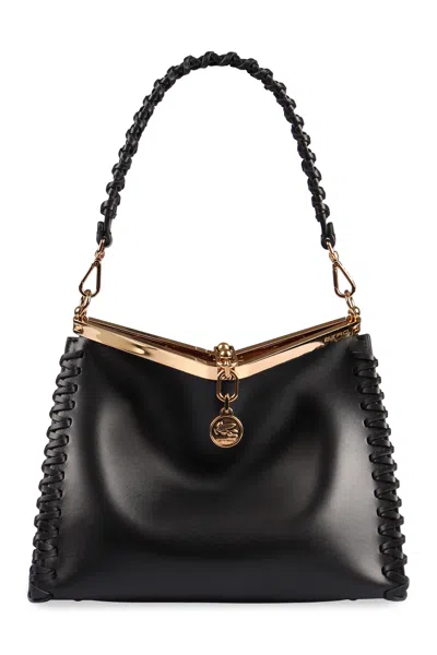 Shop Etro Sleek And Stylish Black Leather Shoulder Handbag For Women