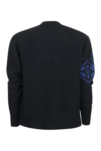 Shop Etro Blue Inlaid Jacquard Wool Jumper For Men In Navy Blue