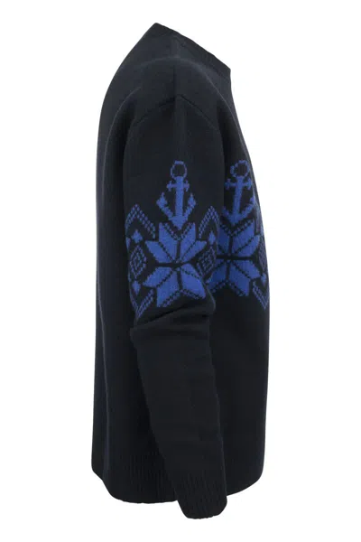 Shop Etro Blue Inlaid Jacquard Wool Jumper For Men In Navy Blue