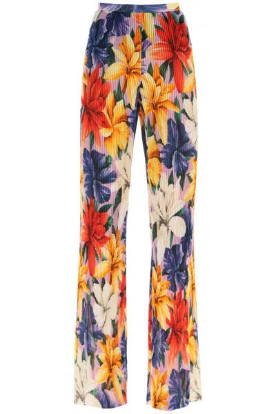 Shop Etro Floral Pleated High-waisted Chiffon Pants For Women In Multicolor
