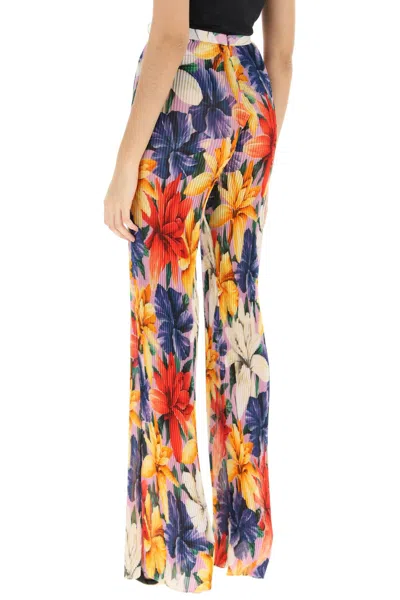 Shop Etro Floral Pleated High-waisted Chiffon Pants For Women In Multicolor