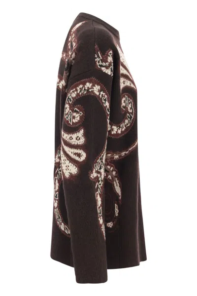 Etro Lavinia Paisley Wool Crew-neck Sweater In Bordeaux