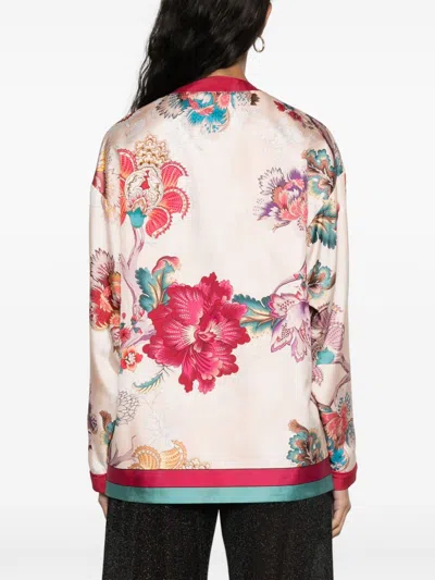 Shop F.r.s For Restless Sleepers Women's Pink Silk Floral Print Jacket