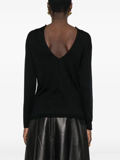 Shop Fabiana Filippi Cotton And Silk Blend Sweater In Black