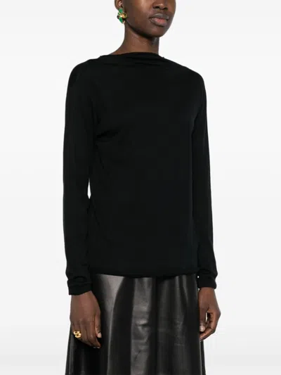 Shop Fabiana Filippi Cotton And Silk Blend Sweater In Black
