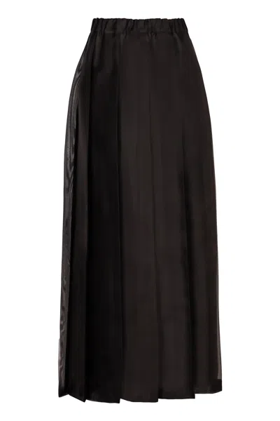 Shop Fabiana Filippi Silk Midi Skirt In Black