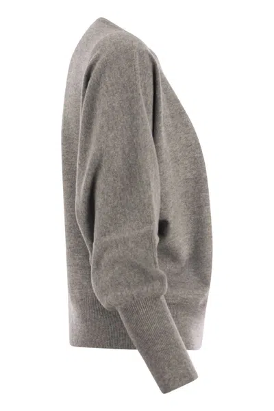 Shop Fabiana Filippi Elegant Boat-neck Sweater In Wool, Silk And Cashmere For Women In Grey