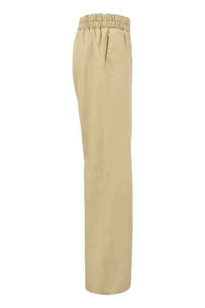 Shop Fabiana Filippi Lightweight Cotton Poplin Trousers For Women In Straw In Beige