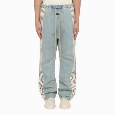 Shop Fear Of God Men's Light Blue Denim Drawstring Jeans For Ss24