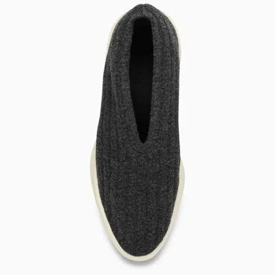 Shop Fear Of God Black Ribbed Wool Slip-on Sneakers For Men