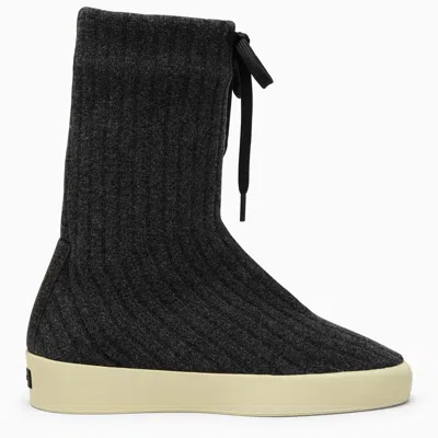 Shop Fear Of God Dark Grey Ribbed Wool Boot For Men