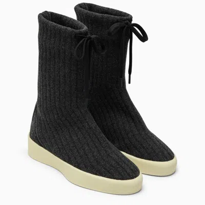 Shop Fear Of God Dark Grey Knit Boots For Men