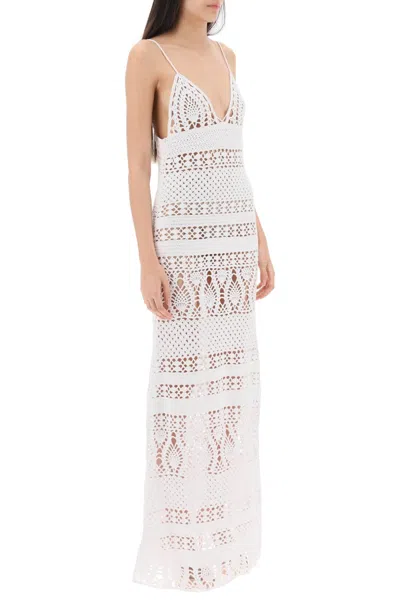 Shop Dsquared2 Feminine Crochet Maxi Dress For Women In Pure Cotton By  In White