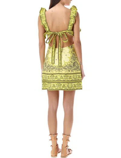Shop Zimmermann Feminine Linen Mini Dress With Frill Detail By  In Yellow