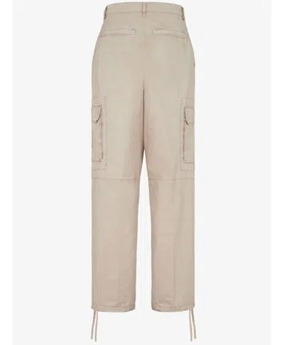 Shop Fendi Men's Cotton Logo Cargo Pants In Beige