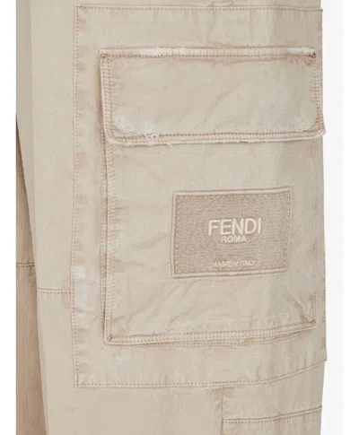 Fendi Logo-patch Wide-leg Trousers In Brown