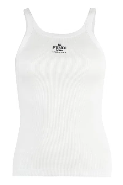 Shop Fendi Embroidered Vest Top For Women In White