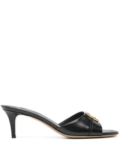 Shop Fendi Stylish Black Leather Ff Motif Sandals For Women