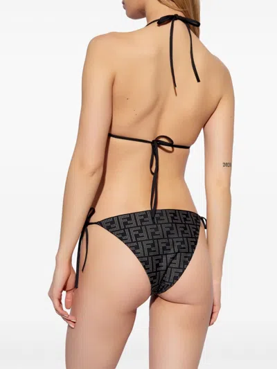 Shop Fendi Ff Triangle Bikini Set In Black