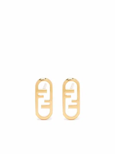 Shop Fendi Golden O'lock Earrings For Women In Orosoft