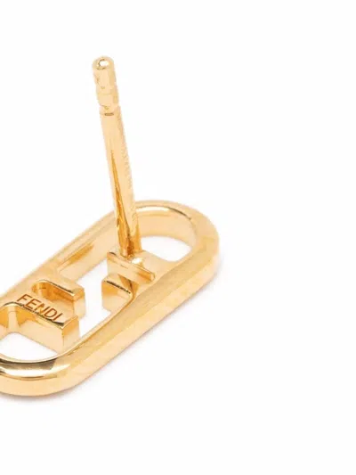Shop Fendi Golden O'lock Earrings For Women In Orosoft