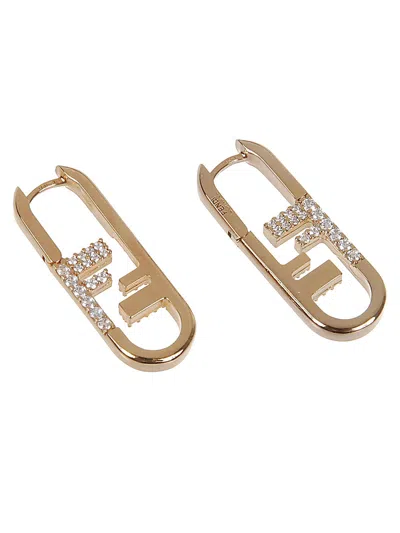 Shop Fendi Golden Oval Earrings With Crystals For Women Fw23
