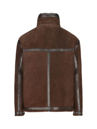 Shop Fendi Luxurious Monochrome High Neck Oversized Zip-up Jacket For Men In Brown