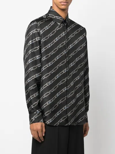 Shop Fendi Luxurious Men's Twill Silk O Lock Shirt In Peltro For Fw24 In Gray