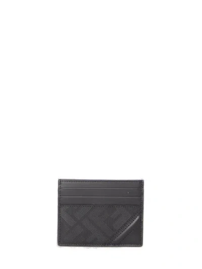 Shop Fendi Stylish Black Leather Card Case For Men In Gray