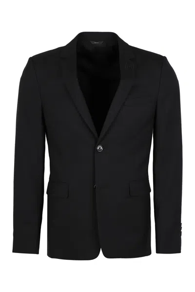 Shop Fendi Men's Black Single-breasted Jacket For Ss21