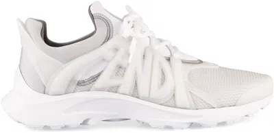 Shop Fendi White Mesh Low-top Sneakers For Men