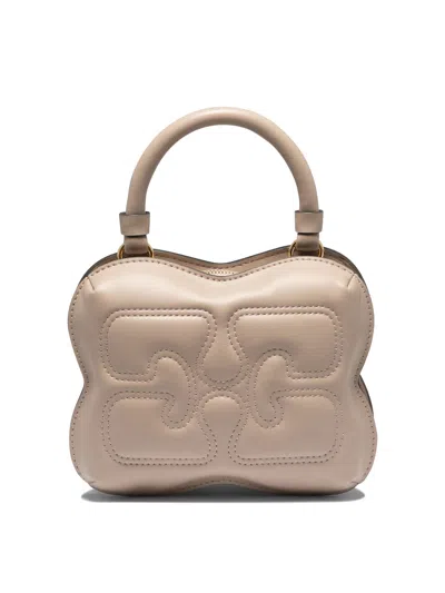 Shop Ganni "small Butterfly" Handbag In Gray