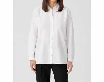 Shop Eileen Fisher Poplin Classic Collar Long Shirt In White