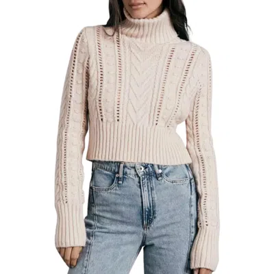 Shop Rag & Bone Elizabeth Wool Cable Turtleneck Sweater In Ivory In Multi