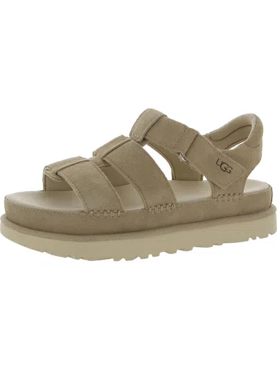 Shop Ugg Goldenstar Strap Womens Leather Ankle Strap Platform Sandals In White